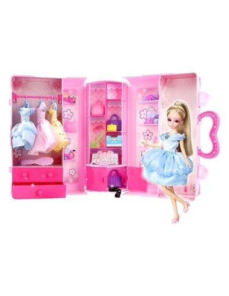Imbraca papusa Lelia, cu dulap si accesorii, LeanToys, 7358 produse de calitate pentru copii, baieti si fete LeanToys 