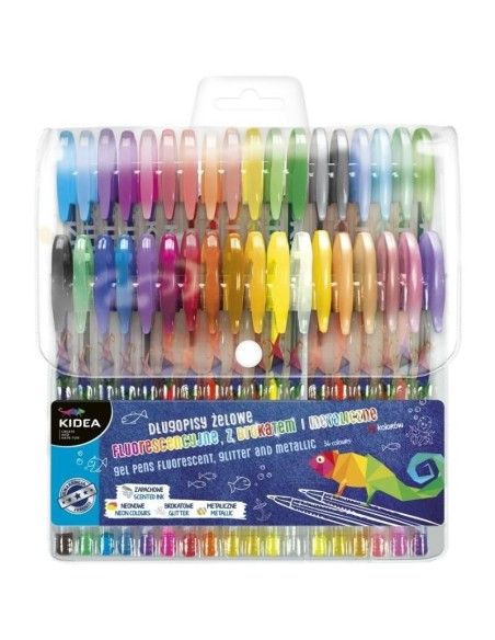Set de 36 pixuri cu gel, Kidea, multicolore produse de calitate pentru copii, baieti si fete Kidea 