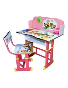 Birou cu scaunel pentru copii, reglabile, cu desene, Roz, MDF si metal, Fetite, 69x| Recomandat
