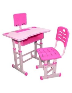 Birou cu scaunel pentru copii, reglabile, roz, fetite, din lemn, metal si PVC, pentru scoala, cu suport pentru | Vindem
