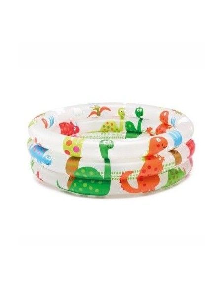 Piscina gonflabila copii, Intex Beach Buddies, cu ursulet si animalute, multicolor, 33 litri, 61 x 22 cm, 57106