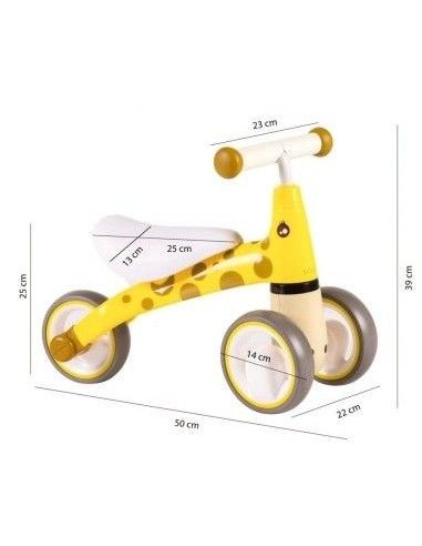 Tricicleta fara pedale, Girafa Portocalie Galbena, Ecotoys, 39x22x50 cm,  LB1603