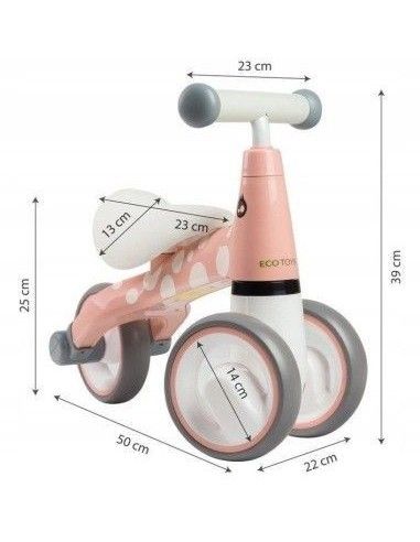 Tricicleta fara pedale, Flamingo Roz Pink, Ecotoys, 39x22x50 cm,  LB1603
