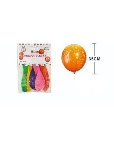 Set 5 bucati de baloane multicolore, Mirific Party, dimensiune 35 cm, RJ1067