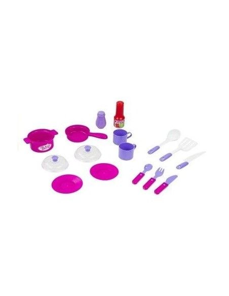 Bucatarie plastic copii, accesorii bucatarie, lumini sunete, alb - roz