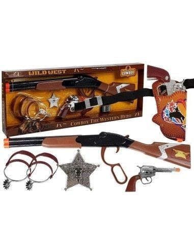 Set joaca cadou copii, pusca, pistol si accesorii Cowboy LeanToys,4032