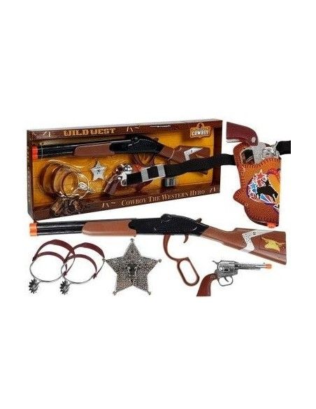 Set joaca cadou copii, pusca, pistol si accesorii Cowboy LeanToys,4032