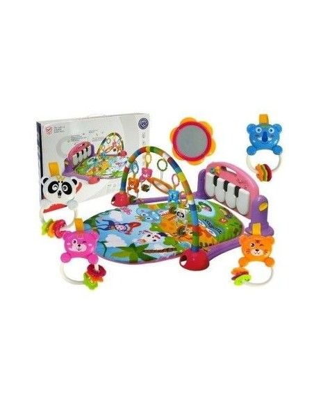 Salteluta covoras interactiv, bebelusi, jucarii si pian roz, LeanToys