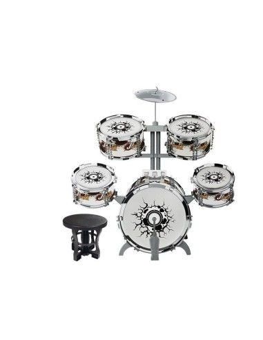 Set de tobe muzicale jucarie pentru copii, scaunel argintii LeanToys