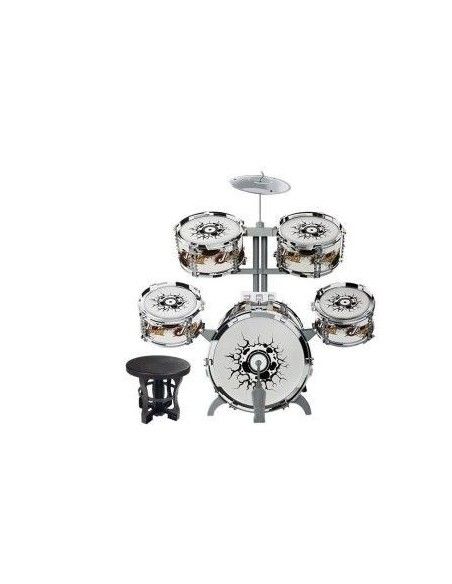 Set de tobe muzicale jucarie pentru copii, scaunel argintii LeanToys