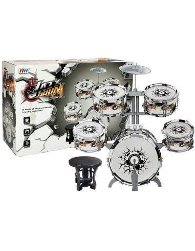 Set de tobe muzicale jucarie pentru copii, scaunel argintii LeanToys