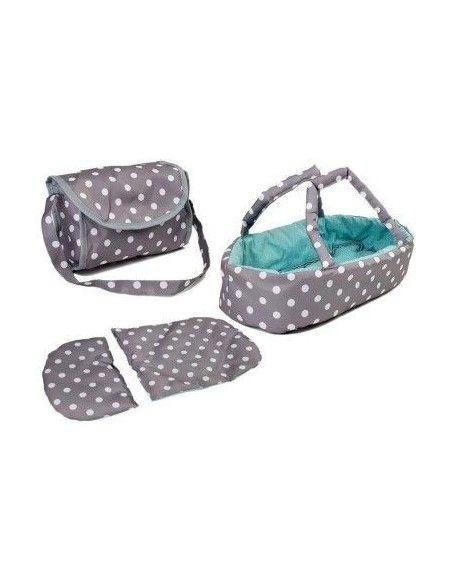 Carucior pentru papusi cu landou, gri cu turcoaz, LeanToys, 7695