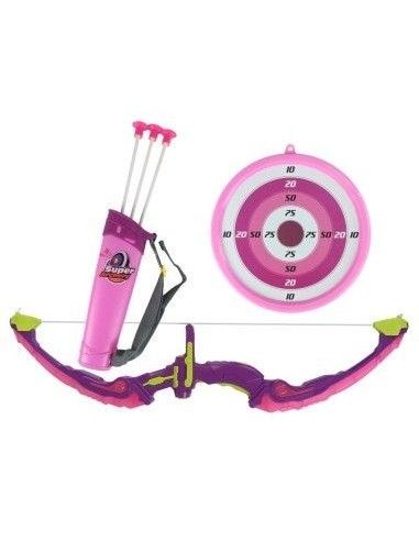 Set de tir cu arc si tinta, roz, pentru fete, LeanToys, 9285