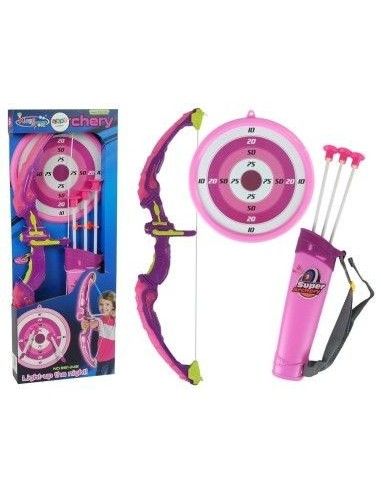 Set de tir cu arc si tinta, roz, pentru fete, LeanToys, 9285