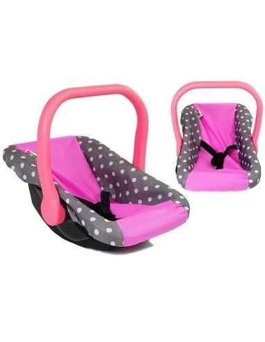 Scoica de jucarie pentru papusi, Alice, gri cu buline roz, LeanToys, 7698