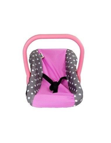 Scoica de jucarie pentru papusi, Alice, gri cu buline roz, LeanToys, 7698