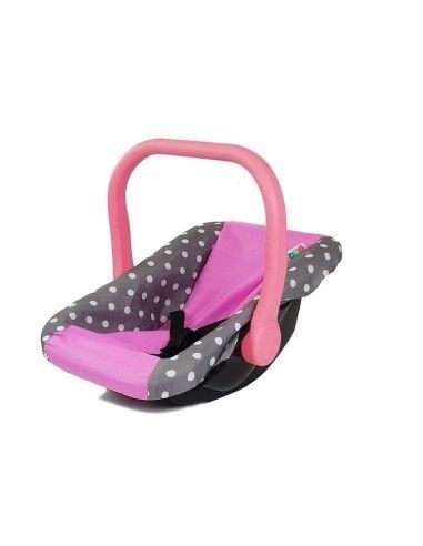 Scoica de jucarie pentru papusi, Alice, gri cu buline roz, LeanToys, 7698