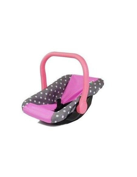 Scoica de jucarie pentru papusi, Alice, gri cu buline roz, LeanToys, 7698