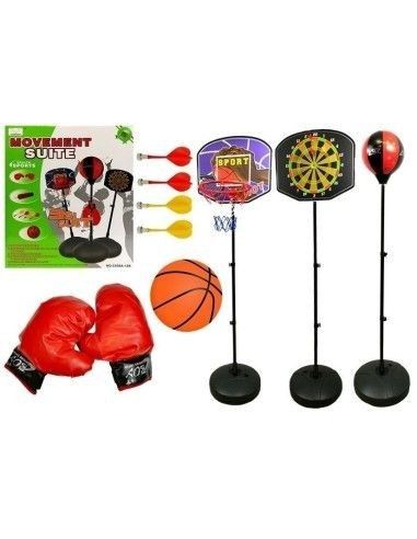 Set jocuri copii, 3 in 1, Baschet, Sageti Darts si Box, LeanToys, 4880