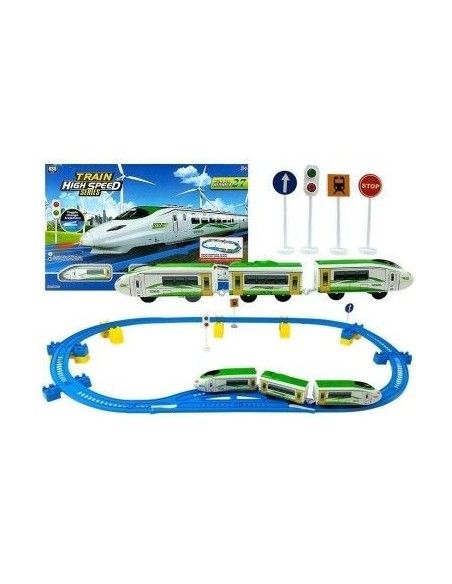 Set circuit tren cu baterii, pentru copii, LeanToys, 515 | Cadou baieti