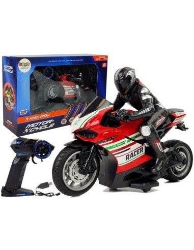 Cadou Motocicleta rosie RC sport, telecomanda 2.4G, LeanToys, 9071