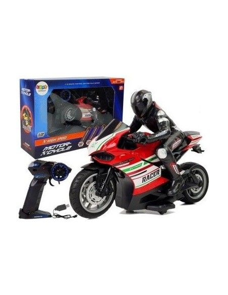Cadou Motocicleta rosie RC sport, telecomanda 2.4G, LeanToys, 9071