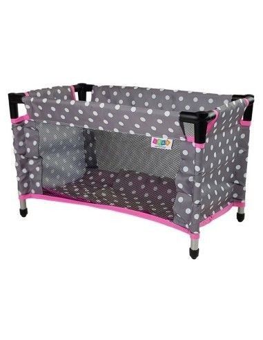 Patut de papusi, gri-roz cu bulinute de fetite, Alice, LeanToys, cadou