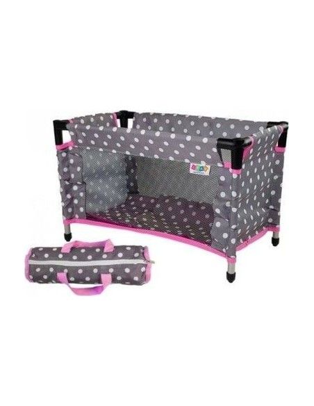 Patut de papusi, gri-roz cu bulinute de fetite, Alice, LeanToys, cadou