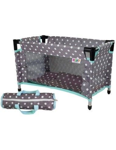 Patut de papusi, culoare gri-turcoaz pentru fetite, Alice, LeanToys