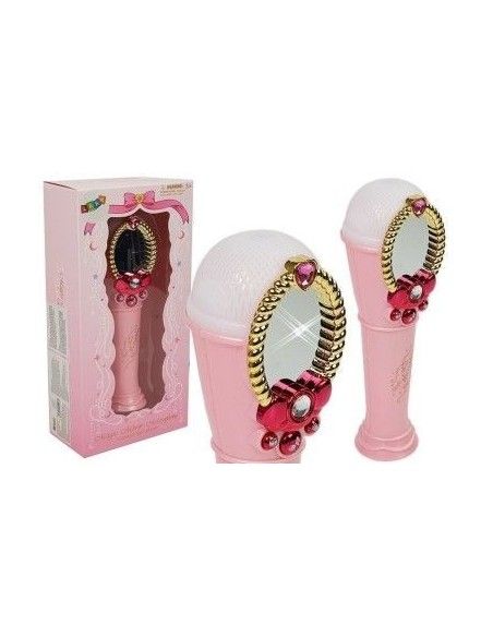 Oglinda magica karaoke roz, cu microfon si USB, fetite, LeanToys, 7815