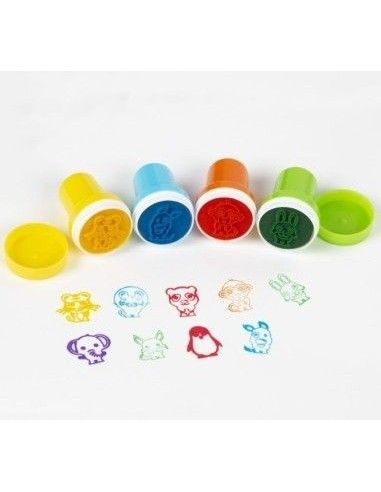 Set 9 stampile de jucarie copii, cu animalute, din plastic multicolor