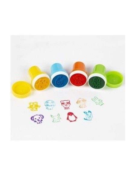 Set 9 stampile de jucarie copii, cu animalute, din plastic multicolor
