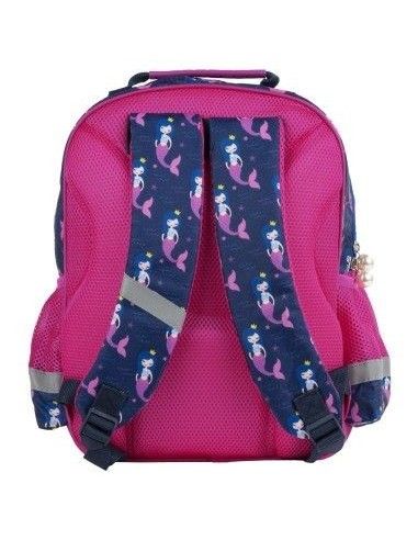 Ghiozdan ergonomic scoala fetite, 3 Compartimente, albastru-roz sirena