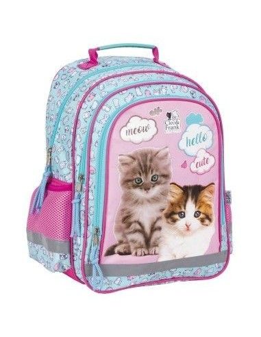 Ghiozdan ergonomic  scoala, fetite, 3 Compartimente, model pisicute