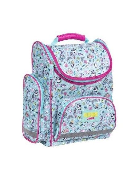 Ghiozdan roz ergonomic  scoala, fetite, Derform animalute si accesorii