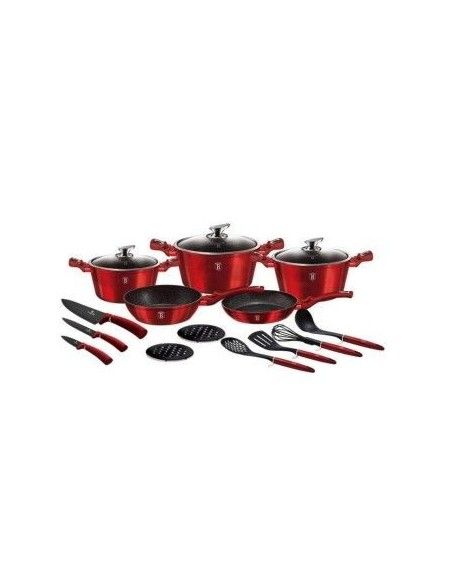 Set oale, cratite si tigai marmorate, 17 piese, Burgundy BerlingerHaus