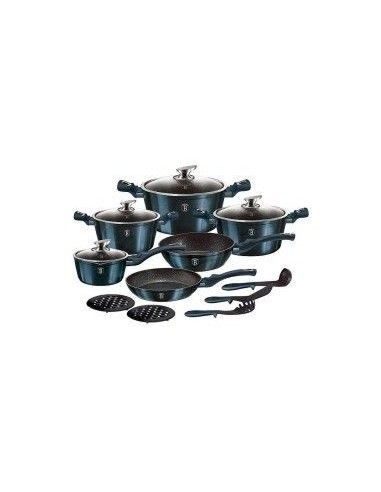 Set oale, cratite si tigai marmorate, 15 piese, din aluminiu forjat, METALLIC LINE Aquamarine Edition, Berlinger Haus, B