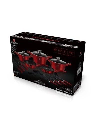 Set oale, cratite si tigai marmorate, 17 piese, Burgundy BerlingerHaus