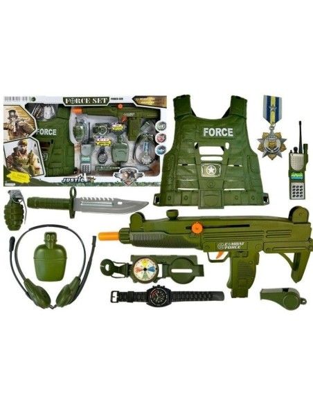 Set de joaca pentru copii, pusca si accesorii de armata, LeanToys, 4873 produse de calitate pentru copii, baieti si fete LeanToy