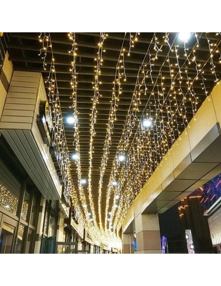 Instalatie de Craciun interconectabila, perdea franjurata albastra, 6x0.7 m, 198 leduri, 6005B