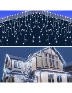 Instalatie de Craciun interconectabila, perdea franjurata diverse culori, 6 m, 180 leduri, 9011