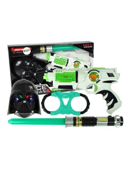 Set de joaca SF pentru copii, pistol laser, sabie laser si masca SF, 7096