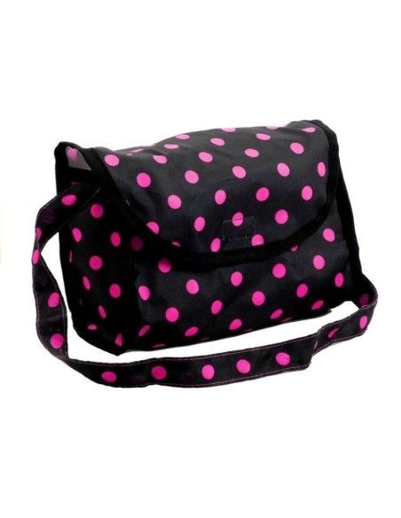 Carucior pentru papusi, negru cu buline roz, LeanToys, 5245 produse de calitate pentru copii, baieti si fete LeanToys 