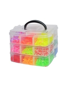 Set creativ pentru copii, cu accesorii pentru realizarea bratarilor din elastic , 3500 piese , multicolor