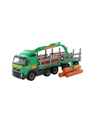 Camion Trailer cu remorca cu lemne Polesie,, Volvo PowerTruck, 77x19x25 cm, Wader| Ieftin
