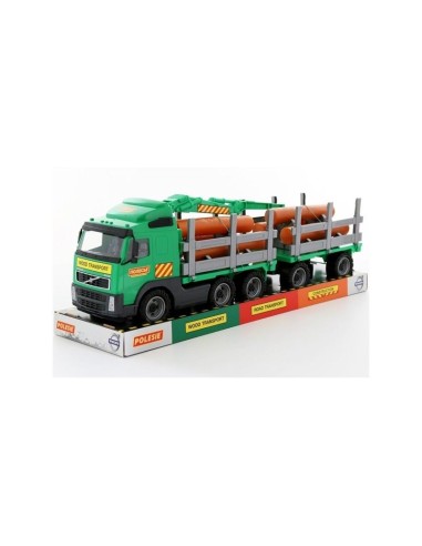Camion Trailer cu remorca cu lemne Polesie,, Volvo PowerTruck, 77x19x25 cm, Wader| Ieftin