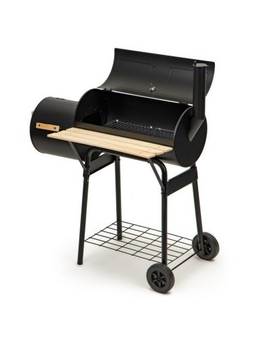 Gratar de gradina sau camping, carbune, capac, termometru, afumatoare