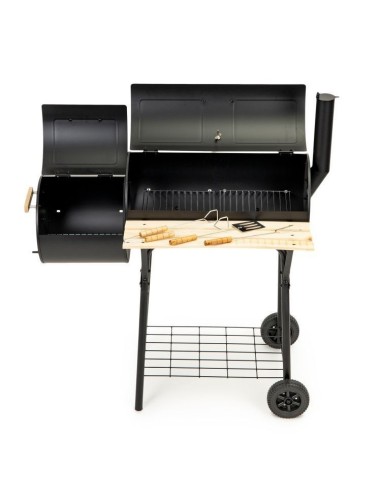 Gratar de gradina sau camping, carbune, capac, termometru, afumatoare