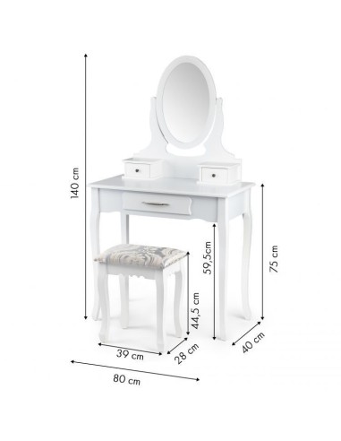 Masuta de machiaj alba, cu oglinda si scaunel, Modernhome,  FH-DT0690