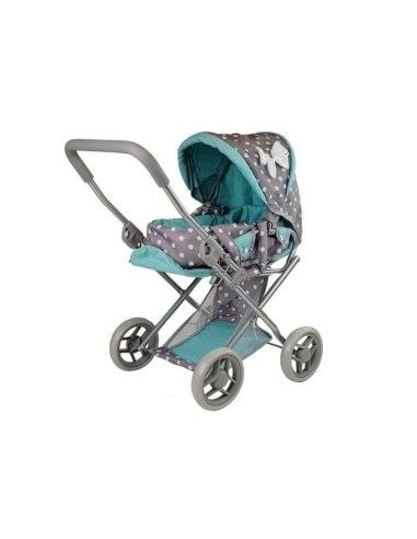 Carucior pentru papusi cu landou, gri cu turcoaz, LeanToys, 7695 produse de calitate pentru copii, baieti si fete LeanToys 